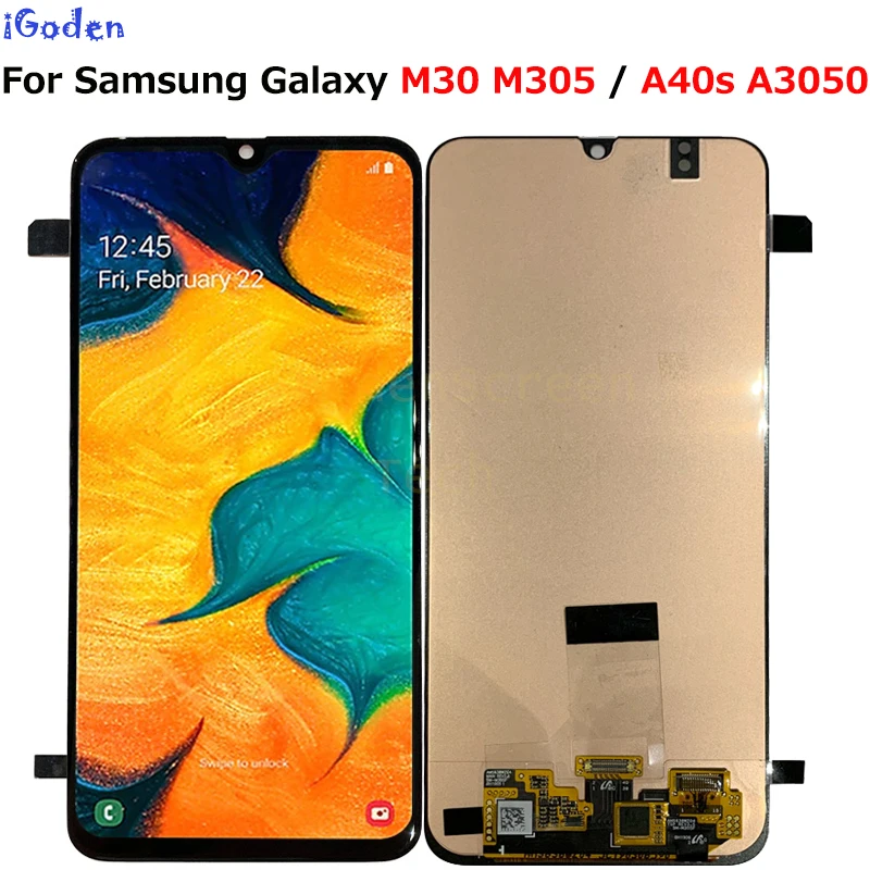 Для samsung Galaxy m30 m305F ЖК-дисплей кодирующий преобразователь сенсорного экрана в сборе для samsung m305F/DS A40s A3050 lcd