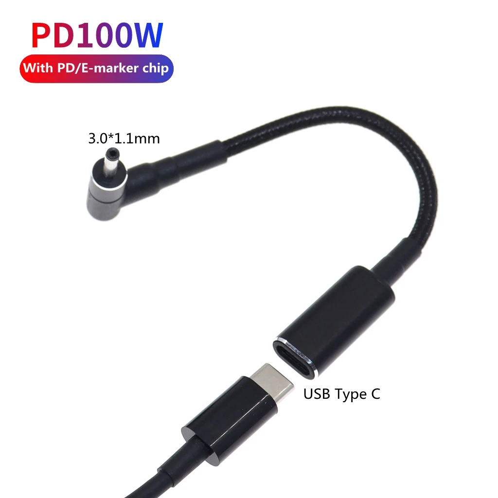 USB Type C Female to 3.0x1.1mm Male Plug Converter 100W PD Fast Charging Cable for Acer Asus Laptop Charger DC 3.0*1.1 | Обустройство