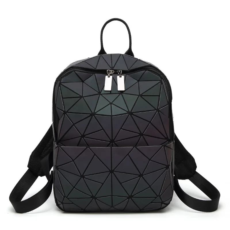 

Backpack Noctilucent Chaos Triangle Both Shoulders Package Matting Geometry Diamond Lattice Fold Magic Cube Package Woman C2189