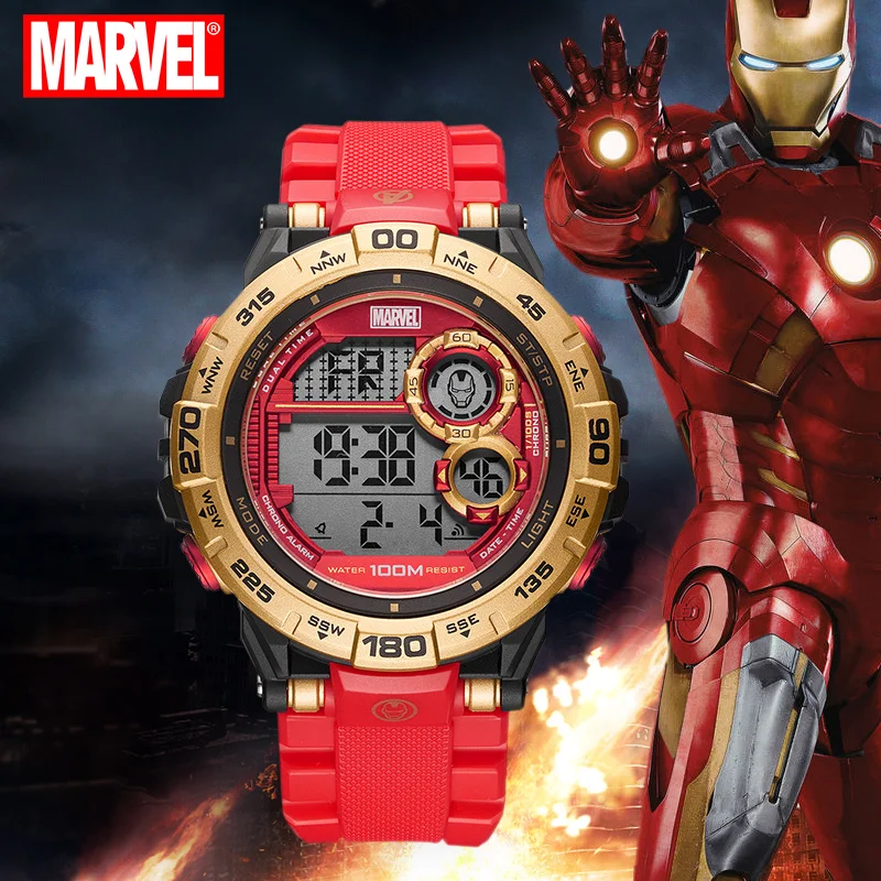 Marvel Iron Man For Men Watch Multi Function Digital Sports WristWatch Avengers 100M Waterproof Luminous Boy Male Clock Religion