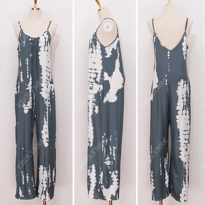 2020 Bikini Cover-ups Boho Spaghetti Strap Jumpsuit Plus Size Cotton Dress Beach Swimsuit Cover Up Sexy V-neck Beach Tunic A328