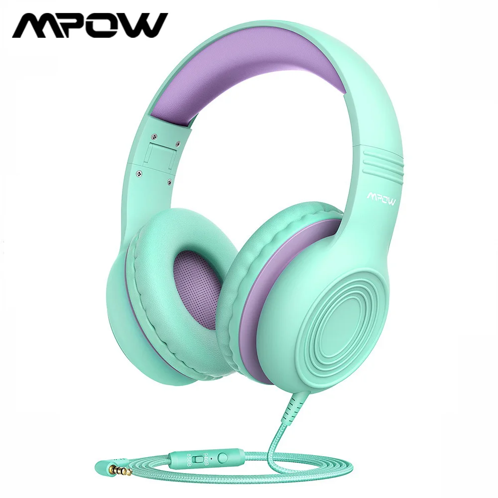 Mpow CH6S Cute Kids Headsets Foldable Over Ear Headphones with 85dB Volume Limited Hearing Protection Headphones With Microphone