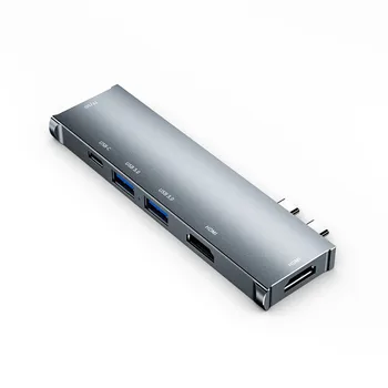 

7 In 1 Docking Stations Dual Head Type-c To Dual HDMI MST Multi-screen Mode Display USB3.1 Docking Station High-quality