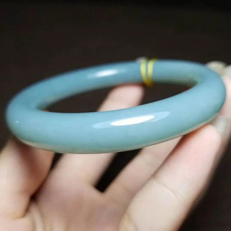 Russian material Hetian jade duck egg sapphire round bracelet