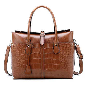 

2020 New Ladies Briefcase WOMEN'S Bag Crocodile Handbag Luxury Fashion Shoulder Large Capacity Bag Sac A Main Computer Bags