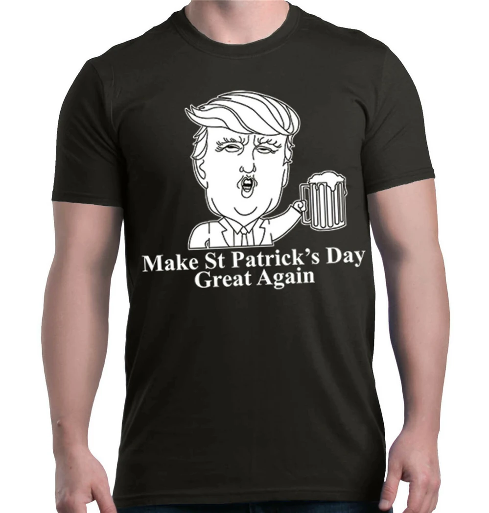Make ST Patrick's Day Great Again T Shirt Men Women Trump Drinking Fashion Classic Tee | Мужская одежда