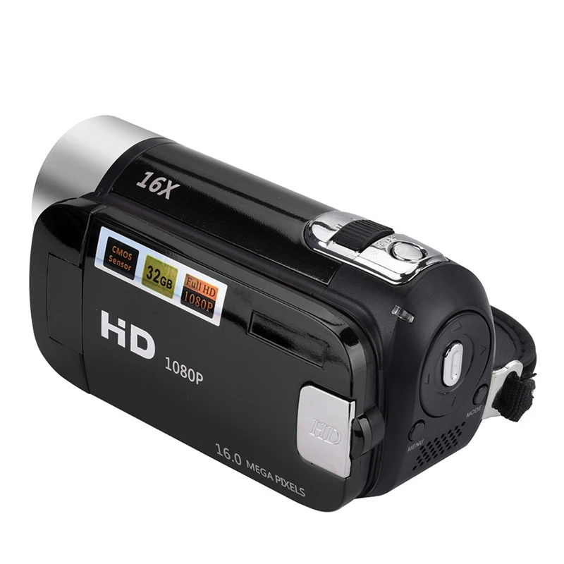 2,4 дюймов TFT экран 16X цифровой зум DV видеокамера HD 1080P ручная цифровая камера Cmos сенсор до 32 Гб SD(черный