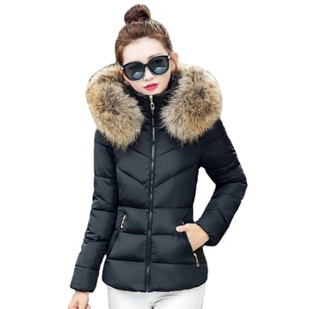 

2019 New Arrival Women Winter Jacket With Fur Stand Collar Warm Womens Winter Coat Padded Slim Female Parka Outwear Camperas