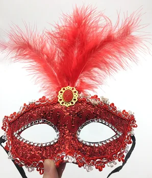 

New Lace Dragon Pattern Half Face Masks Masquerade Dance Performance Mask Halloween Party Princess Feather Mask