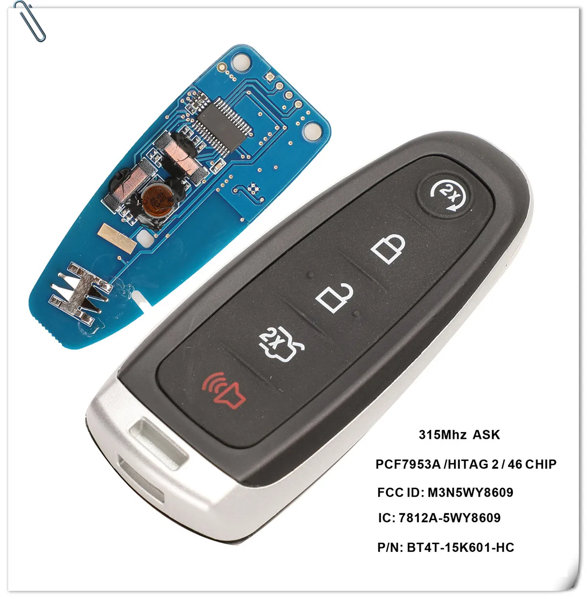 Chiave/Telecomando Per Ford Edge Escape 5 Pulsanti Car Keyless Hu101 Fo38 - Smart Remote Fob Muslimah 315mhz Id46 Ford - H0221762b9fef409fbcf5143bbf57140b3