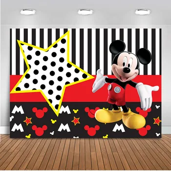 

Photography Background Mickey Mouse Backdrop for Birthday Party Decoration Customize Children Newborn Birthday Photo Booth Prop
