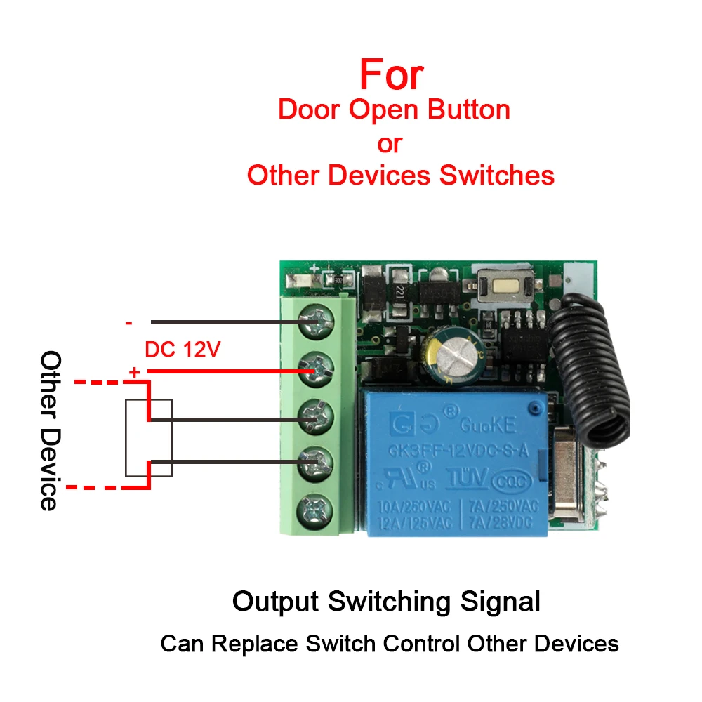 Rubrum 433 МГц беспроводной пульт дистанционного управления DC 12 В 1CH RF релейный приемник+ 433 МГц передатчики для универсальных ворот гаражный светильник