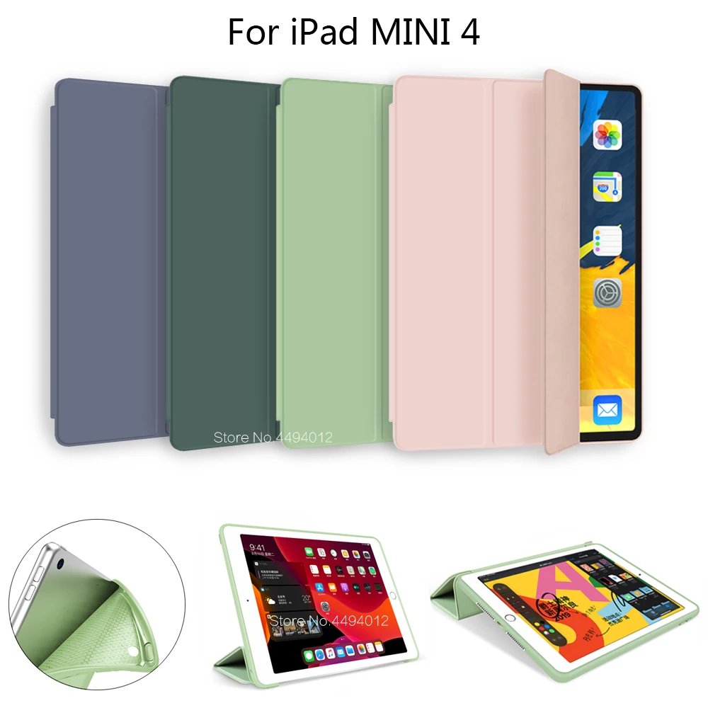 

Мягкий модный чехол для планшета iPad Mini 4 A1538 A1550 из искусственной кожи тройного сложения подставка смарт-чехол для iPad mini 4 Автоматический Режим сна/пробуждения