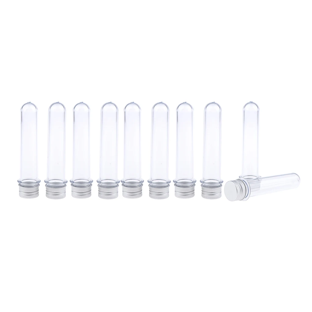 10-Pack of 50ml Plastic Sample Storage Cosmetic Herb Spice Specimen Vial Container w/ Screw on Caps