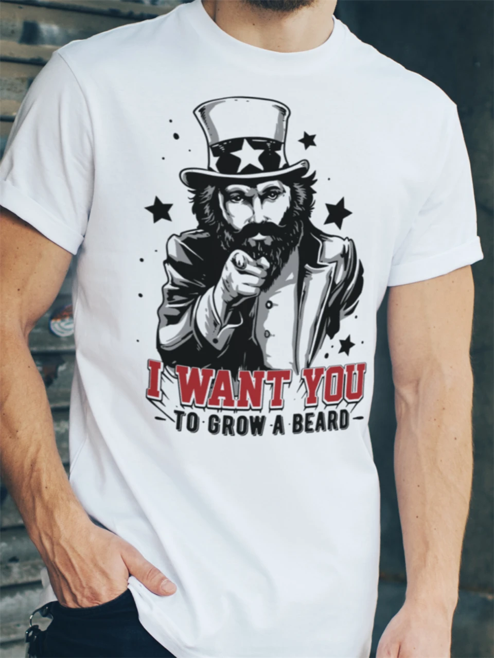 I Want You To Grow A Beard футболка хипстер крутая графическая для папы Повседневная модная