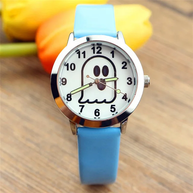 

New children's cartoon ghost Halloween gift watch children cute luminous pointer quartz watch
