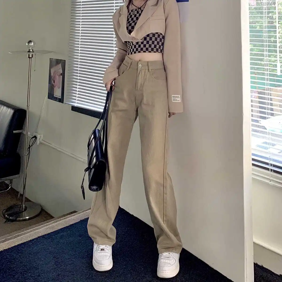 Harem Pants Jeans Women Solid Wide Leg Jeans Summer High Waist Loose Denim Pant Casual Vintage Mom Cowboy Denim Trousers