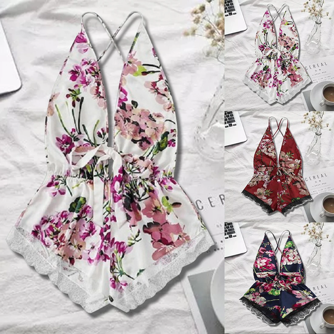 Женское сексуальное кружевное нижнее белье спортивный костюм с цветочным