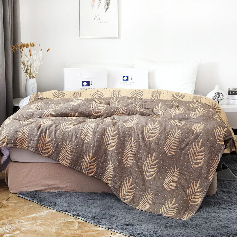 4 слоя бамбукового хлопковое муслиновое одеяло с рисунком водорослей, кровать, диван, путешествия, дышащий стиль, большое мягкое одеяло, Para одеяло