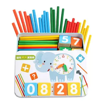 

Magnetic Arithmetic Learning Maths Toy Teaching Aids Calculation Wooden Counting Sticks Clock Early Learning for Kids Toddler