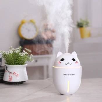 

Mini Air Humidifier Mini Fans 3 in 1 320ML USB Air Humidifier Ultrasonic Cool-Mist Adorable Pet Mini Humidifier With LED Light