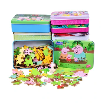 

Genuine Peppa Pig George Puzzle Cartoon DIY Toy Wooden Jigsaw family Assemble Scene Toys Baby Educational Learning Toys for Kids