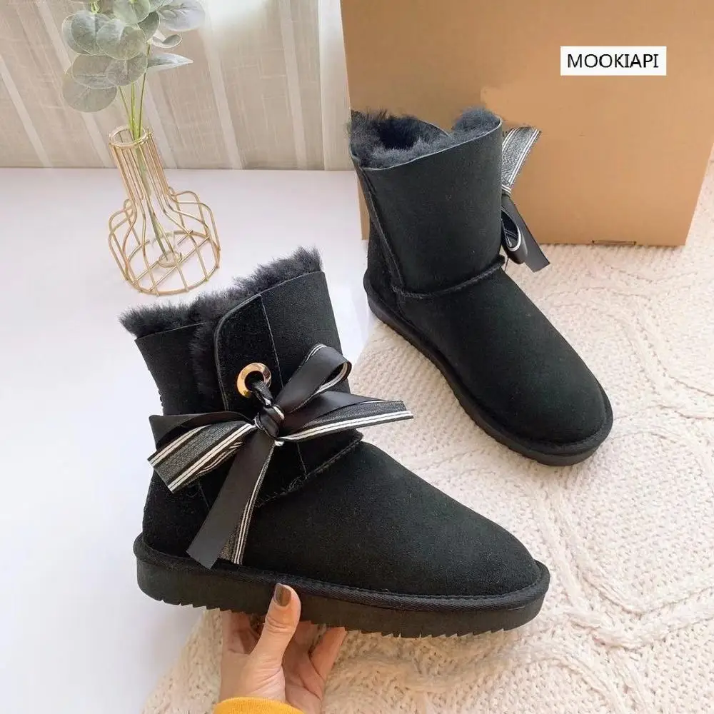 

2019 China's brand high-quality snow boots, real sheepskin, natural wool, the most fashionable lace up women's shoes, free
