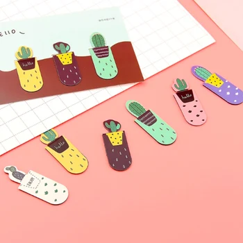 

Creative 1 Set student Fresh Cactus Magnetic Bookmarks of Page Student Stationery School Office Kids gift Supply pocket