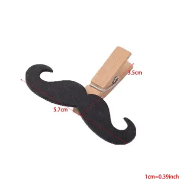

50pcs Wooden Craft Pegs Photo Clips Hanging Spring Clips Lovely Small Moustache Shabby Chic Craft
