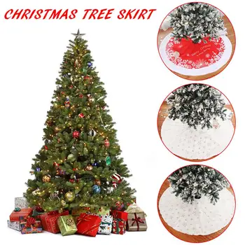 

White Plush Christmas Tree Skirt High-grade Plush Sequins Embroidered Christmas Tree Skirt Christmas Tree Decorations New Year D