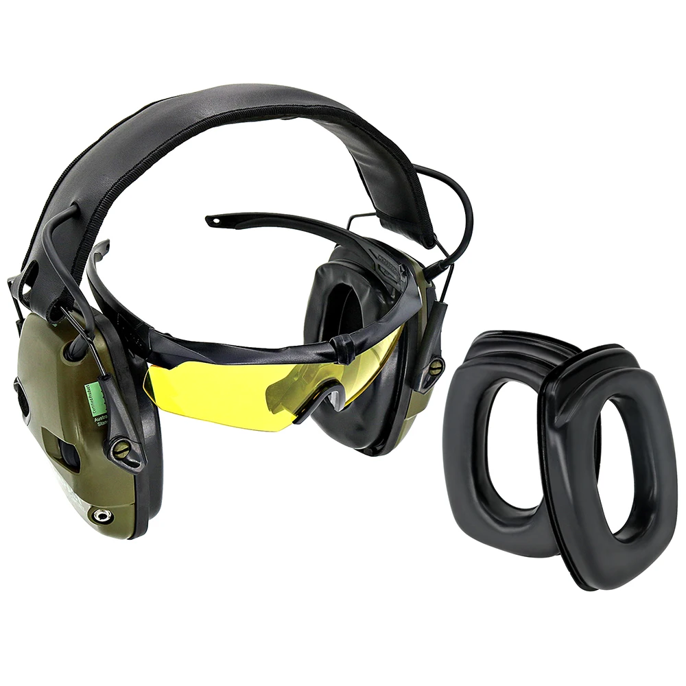 

Electronic shooting earmuffs Noise reduction Sound amplification hearing protection headset + sightlines ear pads