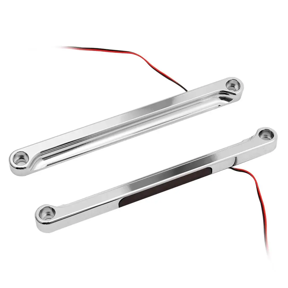  Motorcycle Chrome Alloy Art Front LED Flush Fork Turn Signals Light Smoke Lens Brackets For Harley  - 4000362009625