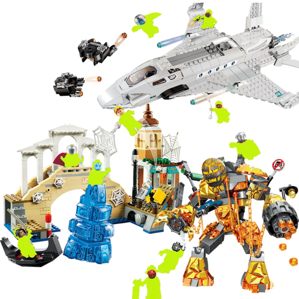 

6pcs/lot Super Heroes Marvel Molten Spider Man Venom Spiderman Far From Home Avengers 4 Building Blocks legoinglys Toy Figures