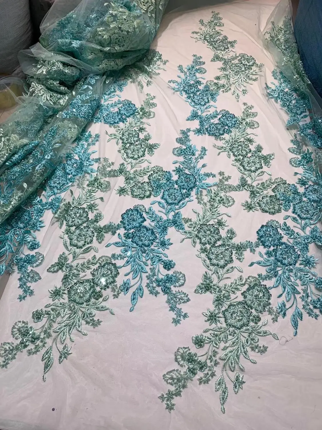 Тяжелая бисерная сетка тюль нигерийская кружевная ткань для свадьбы/вечернего платья 5 ярдов