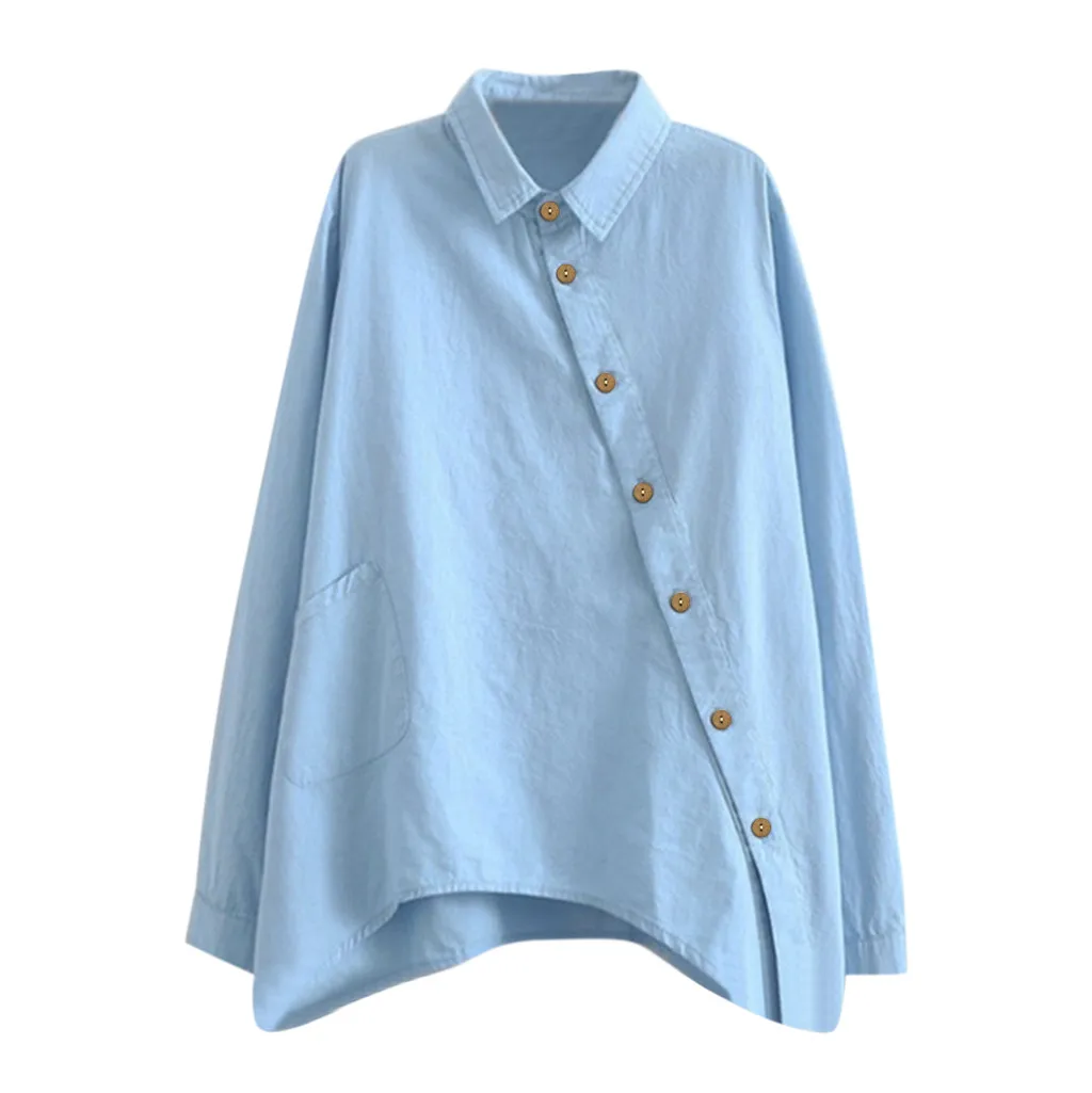 

Women Cross Button Fashion Solid Color Shirts Tops Lady Turn Down Collar Long Sleeve Blouse Women Spring Elegant Blouses