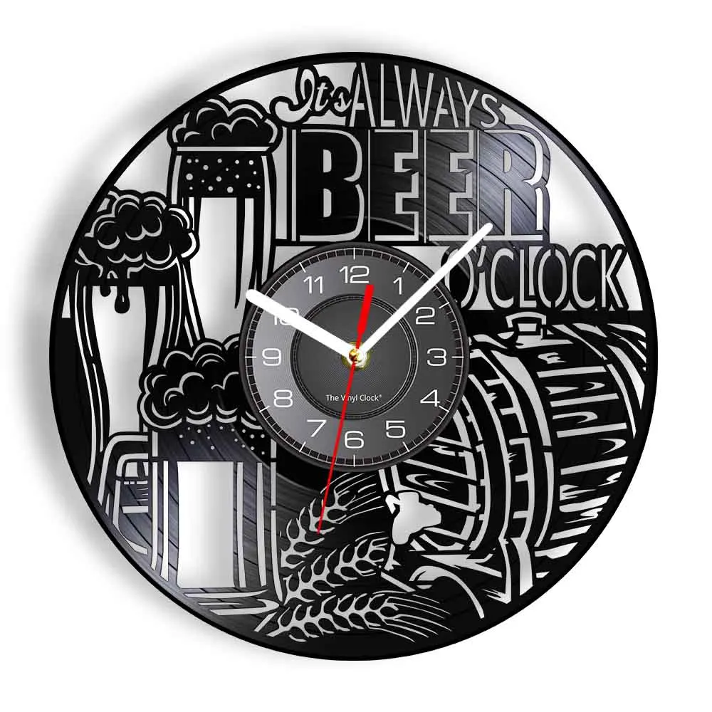 Kovides Craft Beer Birthday Gift Idea Drink Vinyl Clock 12 Inch for Man and Woman Craft Beer Original Home Decor Hop Vinyl Record Wall Clock Craft Beer Handmade Products