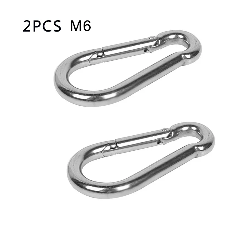 2Pcs M6 M6 M8 1/2/3/4/10 шт. Нержавеющая сталь пружинный зажим крюк замок карабины быстра петля Мультитул альпинистская Пряжка кемпинга - Цвет: 2Pcs M6