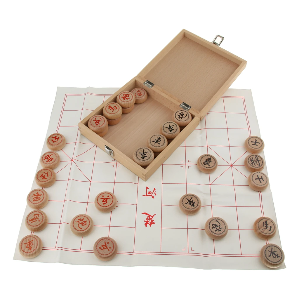 Винтажные китайские шахматы Xiangqi Soild деревянные шахматы с подарочной коробкой настольная игра