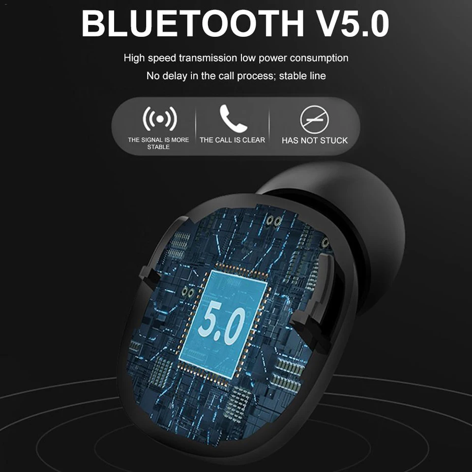 6D мини V5.0 Bluetooth стерео наушники беспроводной IPX6 водонепроницаемый сенсорный наушники гарнитура батарея светодиодный дисплей тип USB зарядный чехол