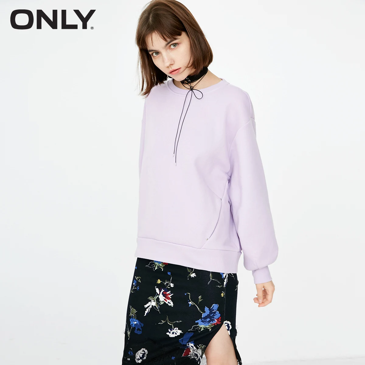 

ONLY women's autumn new solid color loose plush long-sleeved round neck casual hoodie sweatshirt | 11839S525