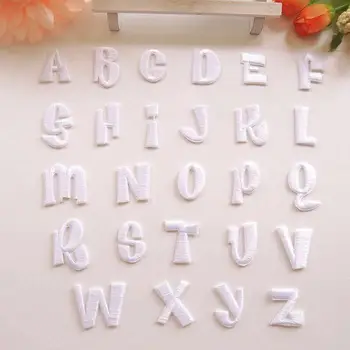 

White Letters applique Alphabet Embroidered Letters iron on clothing or jeans decoration Patches
