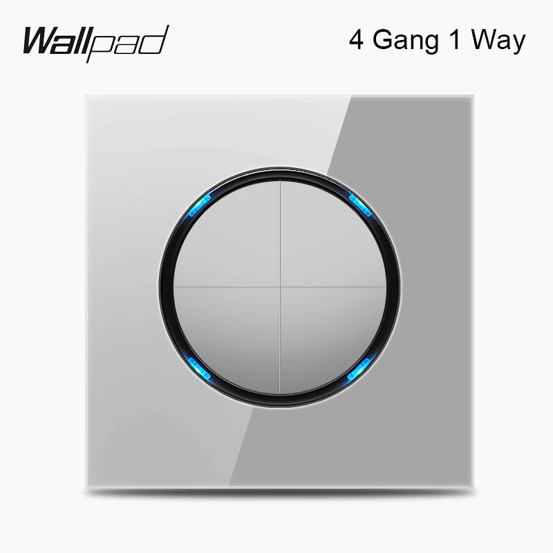 Wallpad L6 серое стекло 1 2 3 4 банды 1 способ 2 пути промежуточный Мгновенный Переключатель 20A 45A двухпозиционный переключатель для плиты AC водонагреватель - Цвет: 4 Gang 1 Way