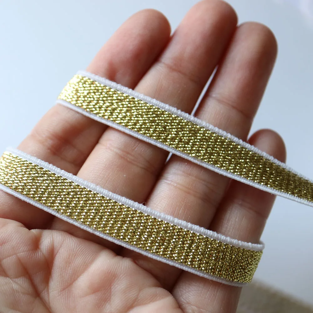 5yard 1cm Elastic Band Garment Accessories Golden Silver Wire Nylon Brushed  Elastic Shoulder Strap Underwear Elastic Band