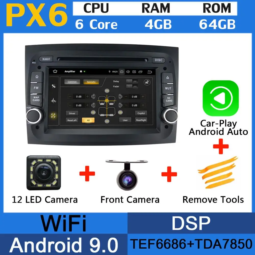 5 USB порт PX6/Восьмиядерный Android 9,0 автомобильный DVD для Fiat Doblo автомобильный Радио gps Мультимедиа Android Авто DSP - Цвет: PX6-Carplay