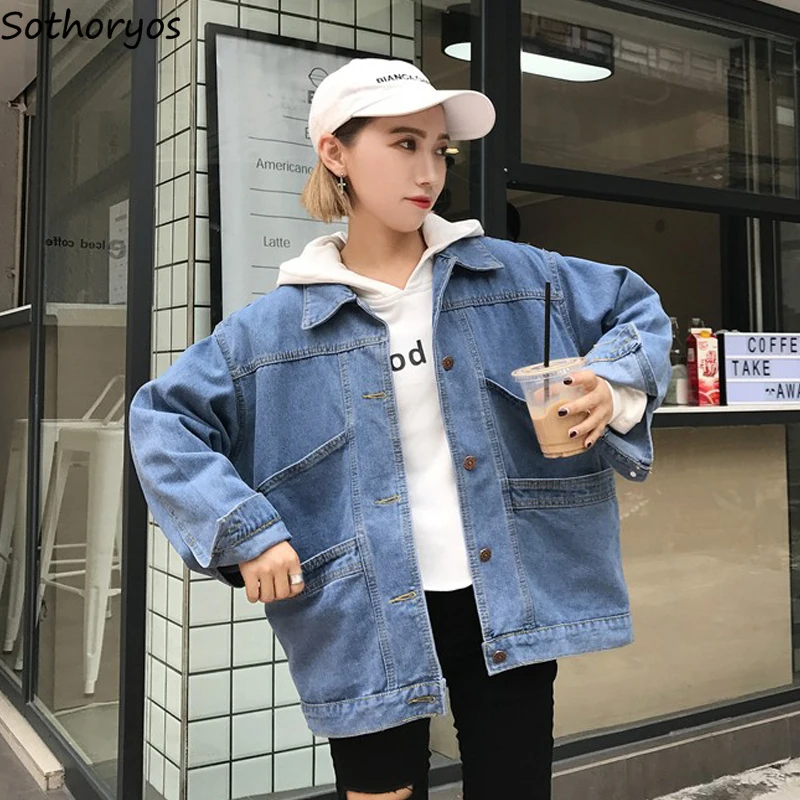 

Jackets Women Spring Autumn New Korean Student BF Harajuku Loose Womens Jacket Coat Female Denim All-match High Quality Classic