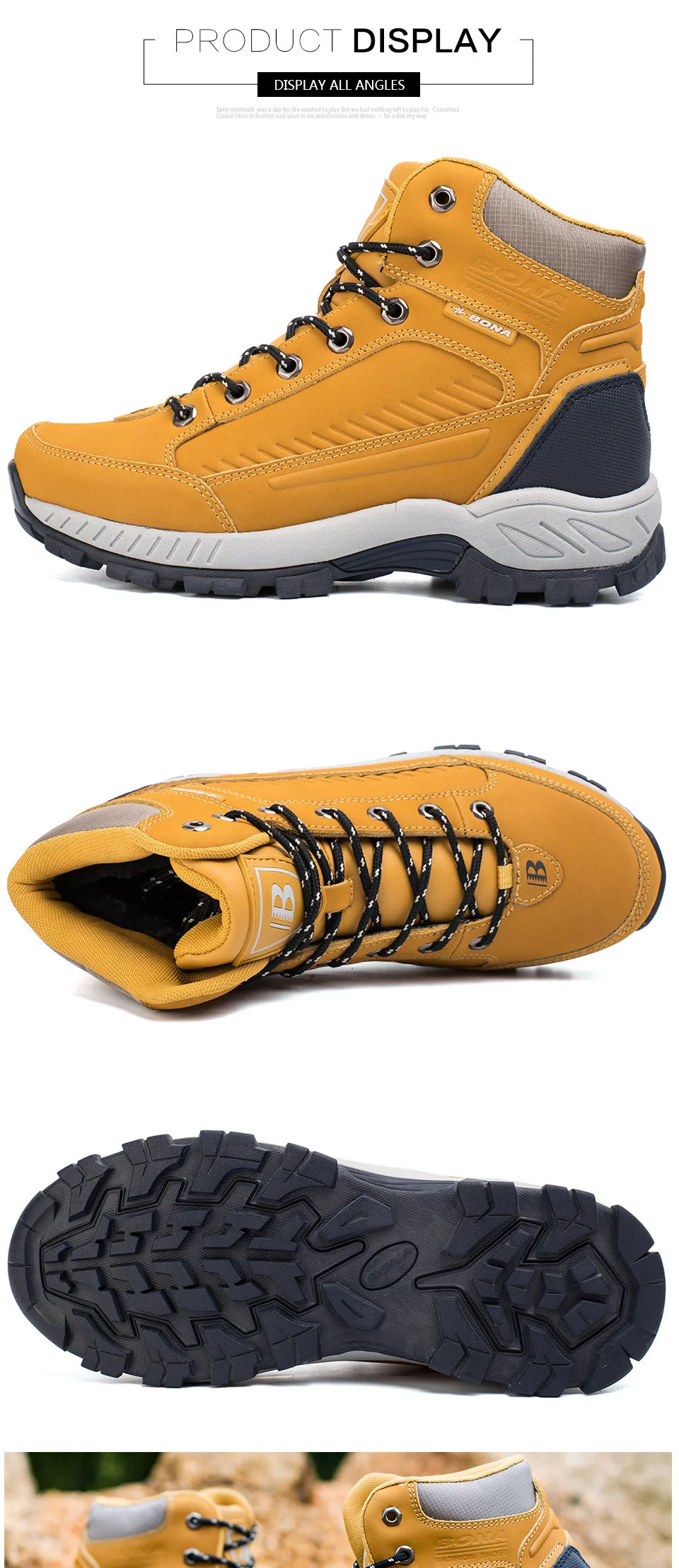 BONA/осенне-зимняя уличная спортивная обувь; коллекция года; Теплая обувь для пешего туризма; зимние ботинки для прогулок, походов, альпинизма; кроссовки на шнуровке для мужчин
