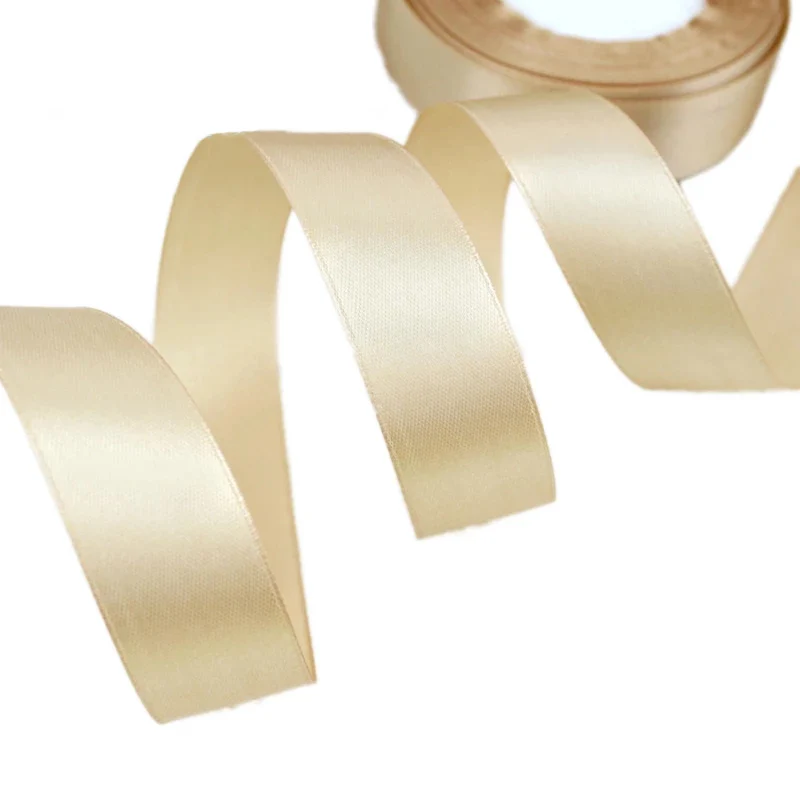 Christmas Ribbon 25 Yards/roll Champagne Single Satin Ribbon Gift Wrapping Christmas Handmade DIY Ribbons