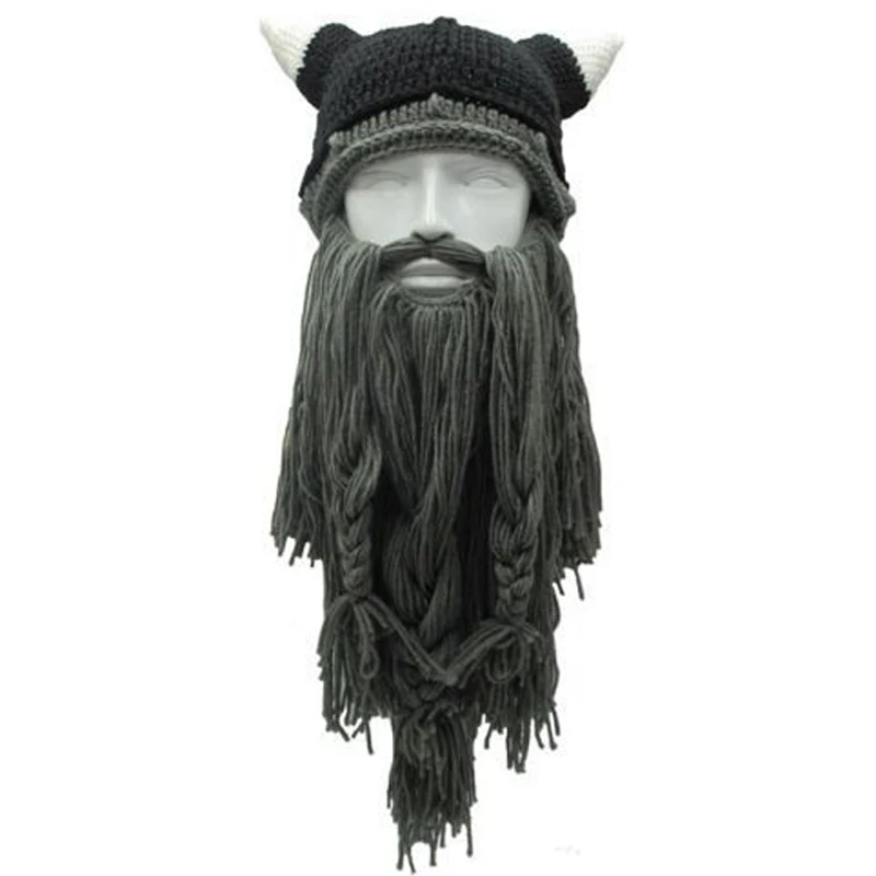 Бренд Hirigin, вязаная шапка с бородой викингов, шапка для катания на лыжах, шапка варвара, шапочка на Хэллоуин, Великобритания