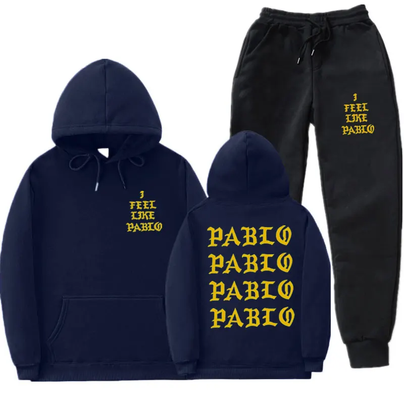 Уличная одежда I Feel Like Pablo, комплект с капюшоном, спортивный костюм для мужчин, комплекты тепловой спортивной одежды, толстовки и штаны, Повседневная Толстовка, спортивный костюм