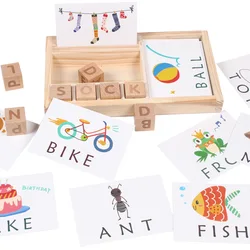 Montessori crianças palavra de madeira jogo de ortografia letras inglês educação precoce prática cognitiva brinquedo para presentes das crianças